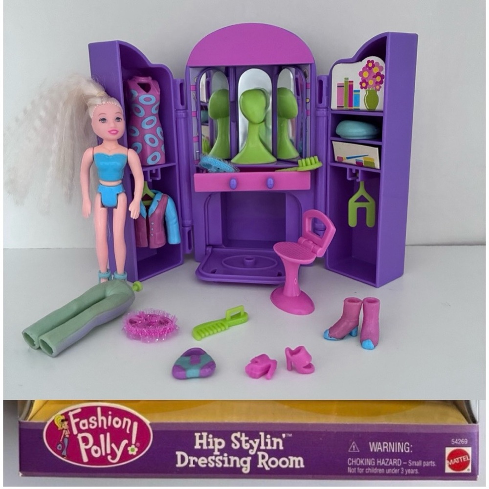 EUC Vintage Polly Pocket Fashion Polly Hip Stylin’ Dressing Room. No package